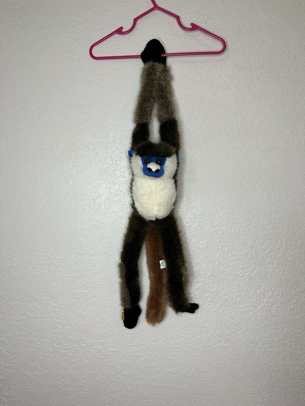 Wild Republic Blue Faced Hanging Monkey Plush 17" Vintage K&M International